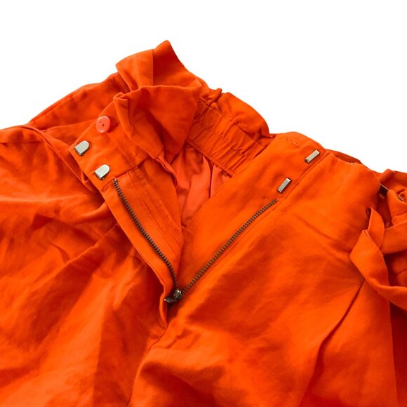Loft Orange Linen-Blend High-Waist Paperbag Shorts Pockets Size L Petite resort - Picture 7 of 11